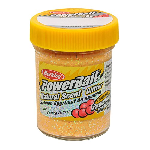 PowerBait Natural Glitter Forellenköder, Unisex-Erwachsene, 1203185, Lachs Pfirsich, Jar von Berkley