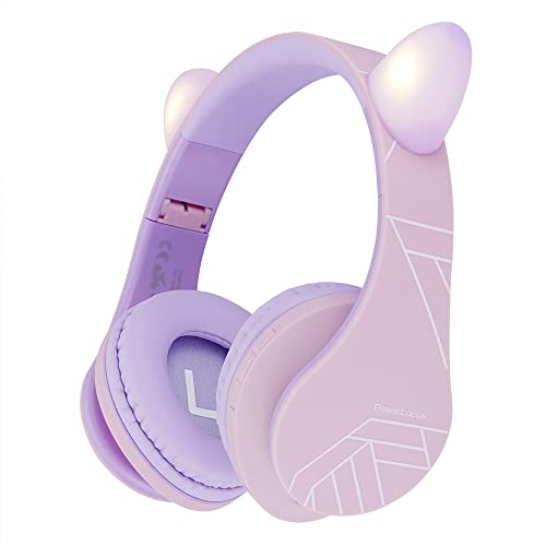 PowerLocus Kinder Kopfhörer, KinderKopfhörer Bluetooth mit 85dB Lautstärkebegrenzung, Faltbar mit Tragetasche, Kopfhörer Over Ear Kabellose und Kabel mit Mikrofon Micro-SD-Modus für Handy, PC, Tablet von PowerLocus