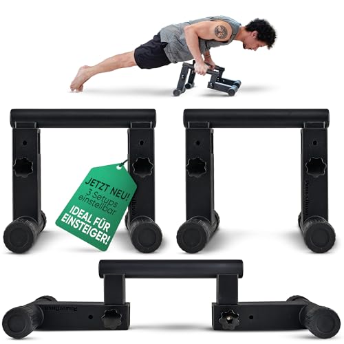 Liegestützgriffe [3-in-1] - Griff einstellbar für Calisthenics, Handstand & Push-Up-Handles | Liegestütze-Griffe handgelenkschonend & ideales Equipment für Homestudio, Gym & unterwegs | POWERNOVA von Powernova
