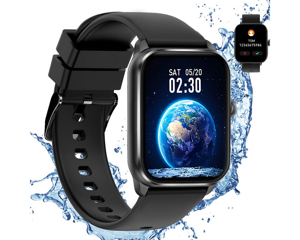 Powerwill Smartwatch Herren Damen mit Telefonfunktion 1,83 Zoll Fitnessuhr Watch (1.83 Zoll), 20 Sportmodi, Pulsmesser, SpO2 Stress Schlafmonitor, IP68 Wasserdicht Schrittzähler für Android iOS von Powerwill