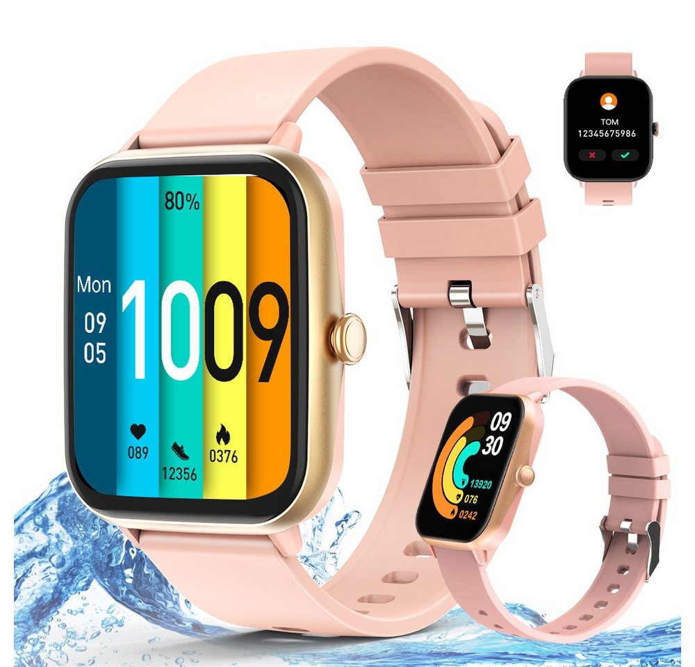 Powerwill Smartwatch Herren Damen mit Telefonfunktion 1,83 Zoll Fitnessuhr Smartwatch (1,83 Zoll), 20 Sportmodi, Pulsmesser, SpO2 Stress Schlafmonitor, IP68 Wasserdicht Schrittzähler für Android iOS von Powerwill