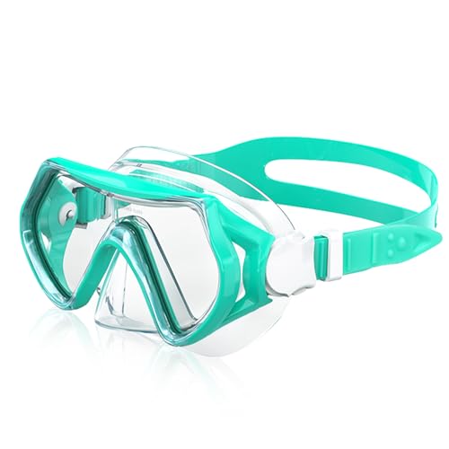 Powmag Taucherbrille Kinder, 180° Panorama Schwimmbrille Kinder , Tauchmaske mit Nasenabdeckung HD Anti Nebel Anti-Leck Taucherbrille für Jungen Mädchen 4-15 Jahre(Minzgrün) von Powmag