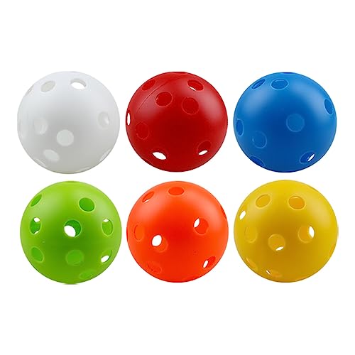 Pozzobon Hart Plastik Floorball & Unihockey Ball, Pickle Ball, 6er Set, Wettkampfball Trainingsball mit 26 Löcher, 72mm Durchmesser, Perfekt für Kinder, Pickleball Anfänger (6 Set Mix Farbe) von Pozzobon