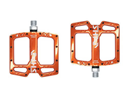 Pozzobon 9/16" CNC Aluminiumlegierung Plattform Fahrradpedale, MTB Mountainbike Pedale, Rennrad Trekking Anti-Rutschpedale mit 3 Bearings Wasserdicht Anti-Staub MITO (Energisch Orange) von Pozzobon