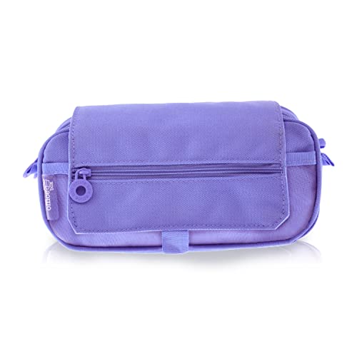 PracticDomus Federmäppchen mit 3 Fächern und individuellem Reißverschluss für Schule und Reise, Violett, violett, schultaschen set von office box