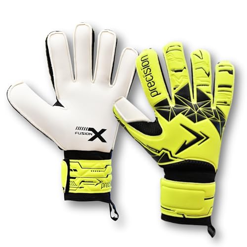 Precision Training Fusion X Flat Cut Essential Fußball Junor Torwarthandschuhe, Fluo Gelb, 7 von Precision