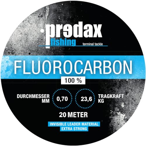 Predax Fluorocarbon Schnur 0,70mm 23,6kg - 20m Fluorocarbonschnur, Vorfachschnur zum Angeln auf Zander & Hecht von Predax