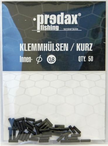 Predax Klemmhülsen - 50 Quetschhülsen für Stahlvorfächer, Crimphülsen für Hechtvorfach, Hülsen zum BAU von Titan- & Stahlvorfach, Durchmesser/Länge:0.8mm / Kurze Version von Predax
