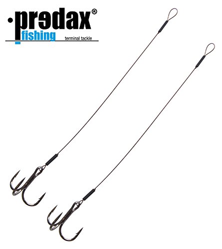 Predax Stinger 1x7 schwarz ummantelt - 2 Angsthaken für Gummiköder, Predax Fishing Haken, Zusatzhaken für Gummifische, Stingerhaken, Länge/Tragkraft/Hakengröße:8cm / 9kg / Gr. 6 von Predax