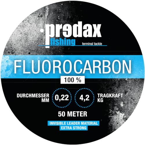 Predax Vorfachschnur zum Angeln auf Barsch 0,22mm 4,2kg Fluorocarbon Schnur von Predax