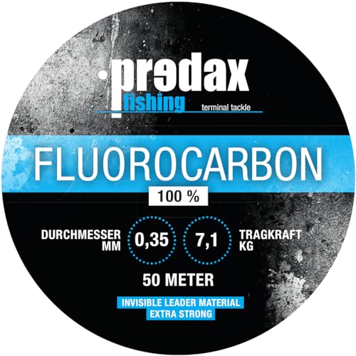 Predax Vorfachschnur zum Angeln auf Barsch & Zander Fluorocarbon Angelschnur 0,35mm 7,1kg von Predax