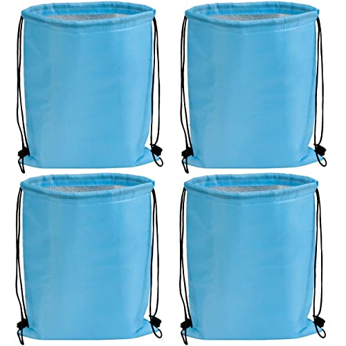 4 x Kühltasche ca. 32x42cm Einkaufstasche mit Tragekordeln Kühlrucksack hellblau von Preiswert&Gut
