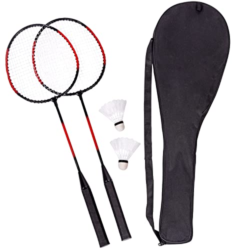Preiswert&Gut 2X Badminton Schläger mit 2 x Federbälle Tasche Federball Set Badmintonschläger von Preiswert&Gut