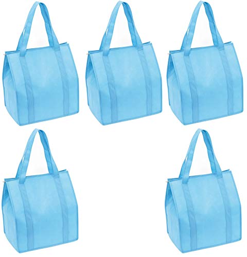 Preiswert&Gut 5 x Kühltasche Groß Einkaufstasche 35x25x38 Reißverschluss Stoffbeutel Hellblau von Preiswert&Gut