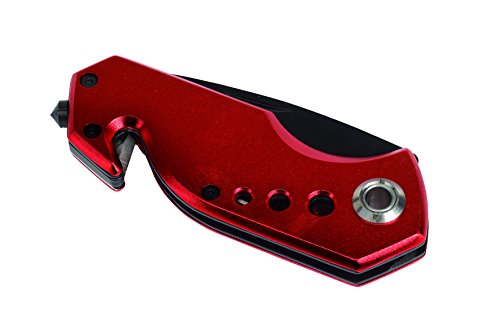 Preiswert&Gut Taschenmesser mit Gurtschneider und Nothammer Plus Befestigungsclip Farbwahl (Rot) von Preiswert&Gut