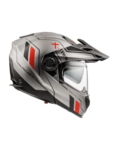 Premier Helm Xtrail,Hellgrau, Schwarz Und Rot,XS,Unisex von Premier