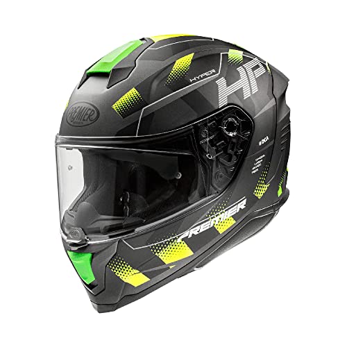 Premier Unisex-Adult Hyper Helm, SCHWARZ/GELB/GRÜN, XS von Premier