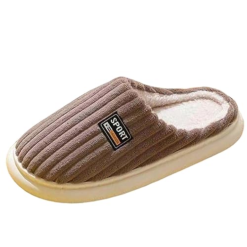 Winter Weiche Haus-schlappen Plüsch Hausschuhe Warm Slipper für Damen Herren (Braun, Herren: 44-45) von Prevently