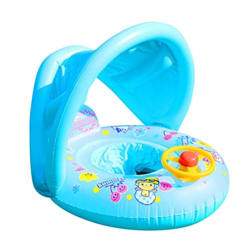 Prevessel Baby Schwimmflosse, Baby Schwimmen Aufblasbarer Ring Sitz mit Cannopy Schatten Schwimmhilfe Float für Kind Neugeborene Alter von 3-72 Monaten von Prevessel