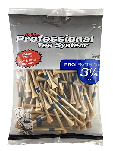 Pride Professional Tee System 3-1/4" Natural PTS Value Golf-Tees, Natur, 135 Count von Pride Professional Tee System