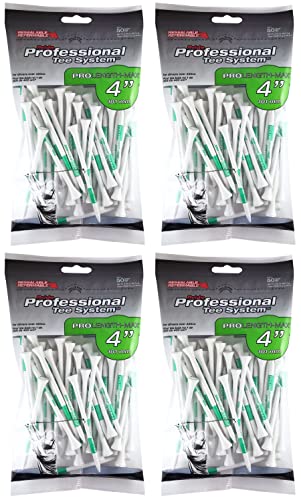 Pride Professional Tee System Golf Pro Length 4", 50 Count White/Green (4-Pack) von PrideSports