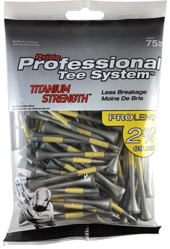 Pride Professional Tee System Titanium Strength Wood Golf Tees, 2 3/4", 75 Count von Pride Sports