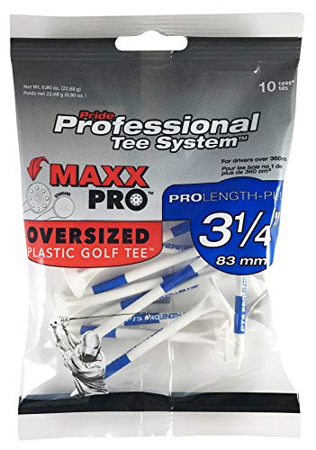 Pride PTS Tee Maxpro Oversize Golf (3.1/4"), Bag of 10 tees, weiß/Blau von PrideSports