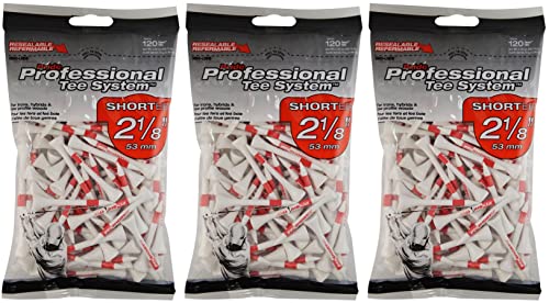 Pride Professionelles Golftee-Eisen, 2 1/8 Zoll, 120 t, Weiß/Rot (3er-Pack) von PrideSports