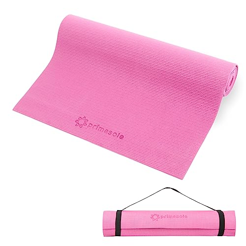 Primasole PSS91NH043A Yogamatte, Azalee-Pink, mit Tragetasche, für Fitness und Pilates, 177,3 cm L × 61 cm B × 0,6 cm dick von primasole