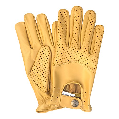 Herren-Handschuhe zum Autofahren, weiches, Echtleder, enganliegend, Retrostil, 508, Herren, 508, 508-Yellow, M von Prime Leather