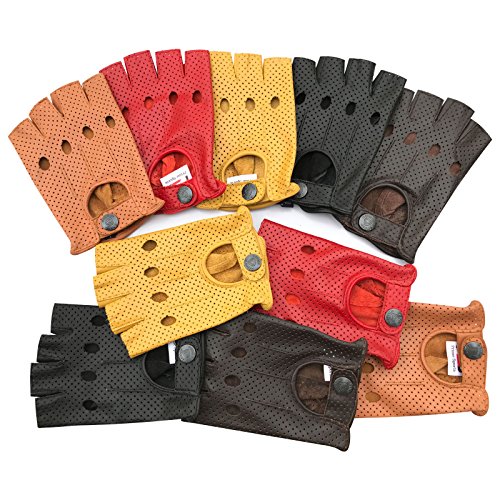 Prime Leather Brand NEU Vintage Retro Stil Fingerlose Leder Mode Fahren Kreis Handschuhe 317-317-black, S von Prime Leather