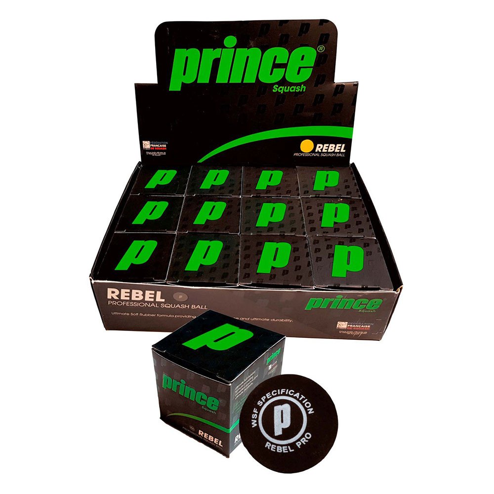 Prince Rebel Yellow Dot Squash Balls Box Grün 12 Balls von Prince