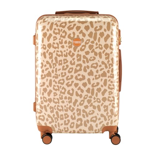 Princess Traveller Animal Print - Reisekoffer - Leopard - Mittel - 66 cm - Doppelräder (Creme, Mittel Reisekoffer) von Princess Traveller