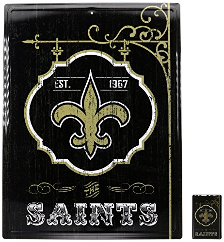 Pro Specialties Group NFL New Orleans Saints Blechschild für Sport-Fans, 40,6 x 30,5 cm, Bonus-Magnet von Pro Specialties Group