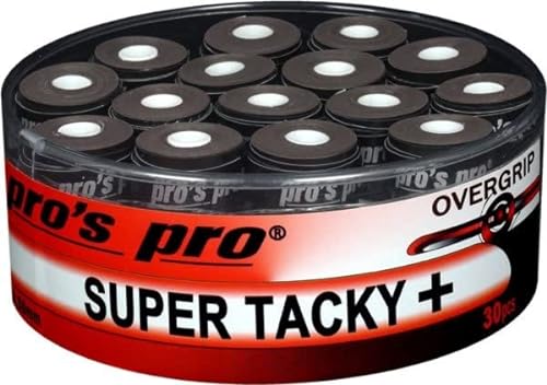 Pro's Pro Super Tacky Plus Overgrip 30 STK. Griffbänder für Tennis, Badminton, Squash, Schwarz von Pro's Pro