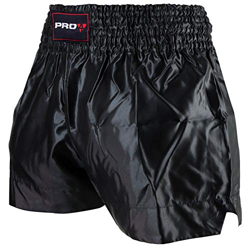 Pro4 Muay Thai K1 Short Fighter - Thaishorts Thaiboxen Hose Kickboxen kurz schwarz Herren Damen UVM schwarz/schwarz (001) XL von Pro4 Sport
