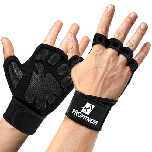 ProFitness Herren-Handschuhe für Fitness, Workout, leichte Trainingshandschuhe mit Schaumstoffpolsterung, enge Stützbandagen für Hantel (Weiß, Größe L) von ProFitness