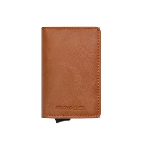 Prowallet Slim Deluxe - Slim Wallet mit RFID-Schutz - Braun - Kartenetui, Geldbörse, Portemonnaie - Card Holder Aluminium - Geldbörse Damen und Herren - Luxuriöser Geschenkbox von ProWallet