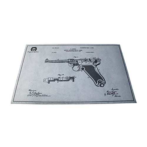 Professor Optiken Waffenunterlage/Präsentationsmatte/Mousepad, 27,5 x 43 cm - perfekte Auflagematte zur Reinigung der Waffe, gummiertes Nylon, rutschfest, ölabweisend (Luger Pistole P08) von Professor Optiken