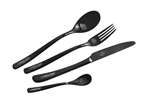 Prologic Blackfire Cutlery Set - 4-teiliges Besteckset, Besteck zum Essen, Messer, Gabel, Löffel, Anglerbesteck von Prologic