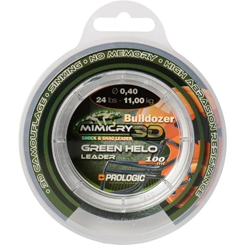 Prologic Mimicry Green Helo Leader 100m grün - Vorfachschnur zum Karpfenangeln, Vorfachmaterial für Karpfen Rigs, Karfenschnur, Durchmesser/Tragkraft:0.60mm / 44lbs / 21.3kg Tragkraft von Prologic