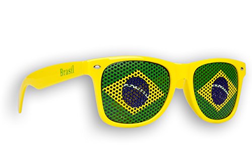 Promo Trade 10 x - Fanbrille - Sonnenbrille – Brasilien - Brille - Gelb - Gelb Grün Blau - Brazil - Brasil - Fan Artikel von Promo Trade