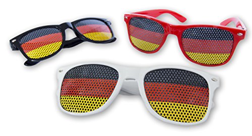 3 Deutschland Brillen - Fan Set - WM EM Set - Schwarz Rot Gold - Sonnenbrille Germany - EM Brille von Promo Trade