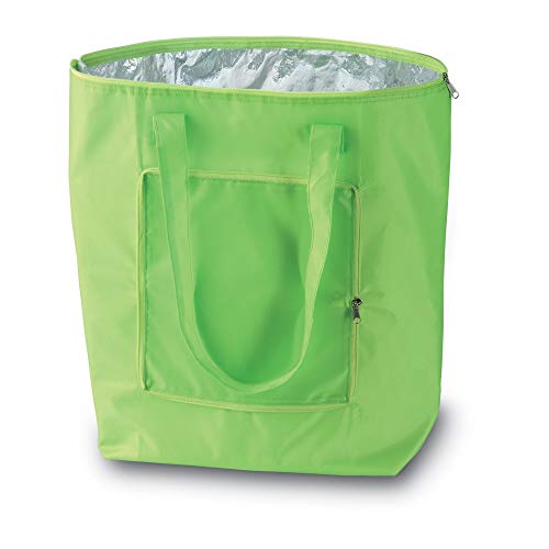 PromotionGift - Wiederverwendbare Faltbare Kühltasche, Einkaufen, Strandtasche leicht und langlebig, mit Innenfutter aus Aluminium für perfekte Kühlfunktion - 25L (Limette) von PromotionGift
