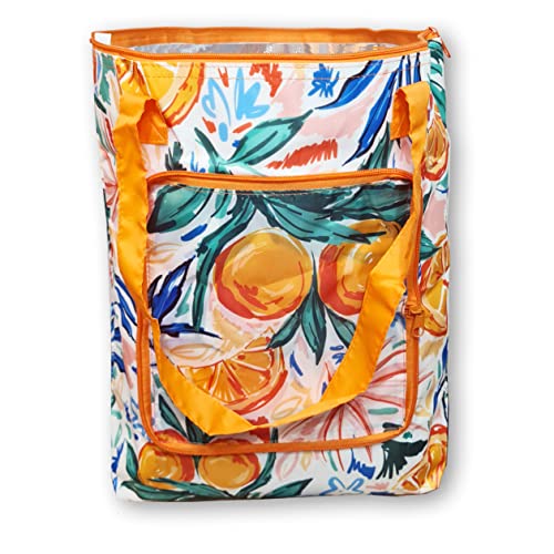 PromotionGift - Wiederverwendbare Faltbare Kühltasche, Einkaufstasche, Strandtasche, leicht und langlebig, mit innerem Aluminiumfutter für perfekte Kühlfunktion - 25L (Sommer Squeeze) von PromotionGift