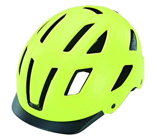 Fahrradhelm mit integrierter LED, EKO, ABS-Hartschale: Robust konstruierter Helm aus EPS und gespritzter Textur Außenschale, Größe: 59-61 cm, Farbe: Fluoreszierendes Gelb von Prophete
