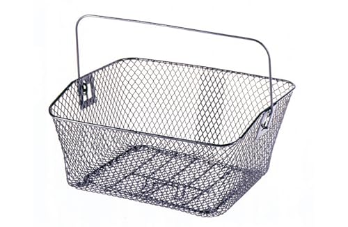 Prophete Fahrradkorb für Gepäckträger, PE-kunststoffbeschichtet, engmaschiges Wabengitter, mit Tragegriff und Einhakkrallen, abgeschrägt, passt unter den Sattel, 400 x 300 x 170 mm, schwarz von Prophete
