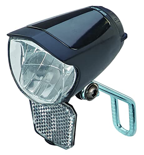 Prophete Fahrradlicht, LED-Scheinwerfer 70 Lux, mit EIN-/Ausschalter, Standlicht und Sensorautomatik, Abnehmbarer Reflektor, Nirosta Halter, für Naben-und Seitendynamo, StVZO zugelassen von Prophete