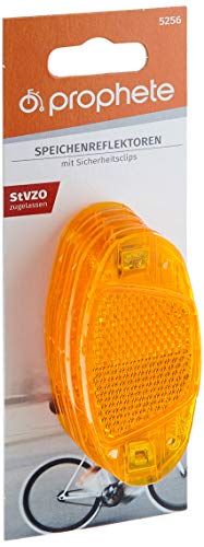 Prophete Speichenreflektoren fürs Fahrrad, für Gute Sichtbarkeit in der Dunkelheit, Katzenaugen mit Sicherheitsclips, 4 Stück, orange von Prophete