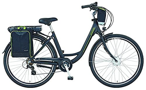 Prophete Geniesser eC100 City E-Bike 28" | Elektrofahrrad mit Packtaschen | Damen/Herren/ | Shimano Nexus 7-Gang Nabenschaltung | schwarz Neongelb von Prophete